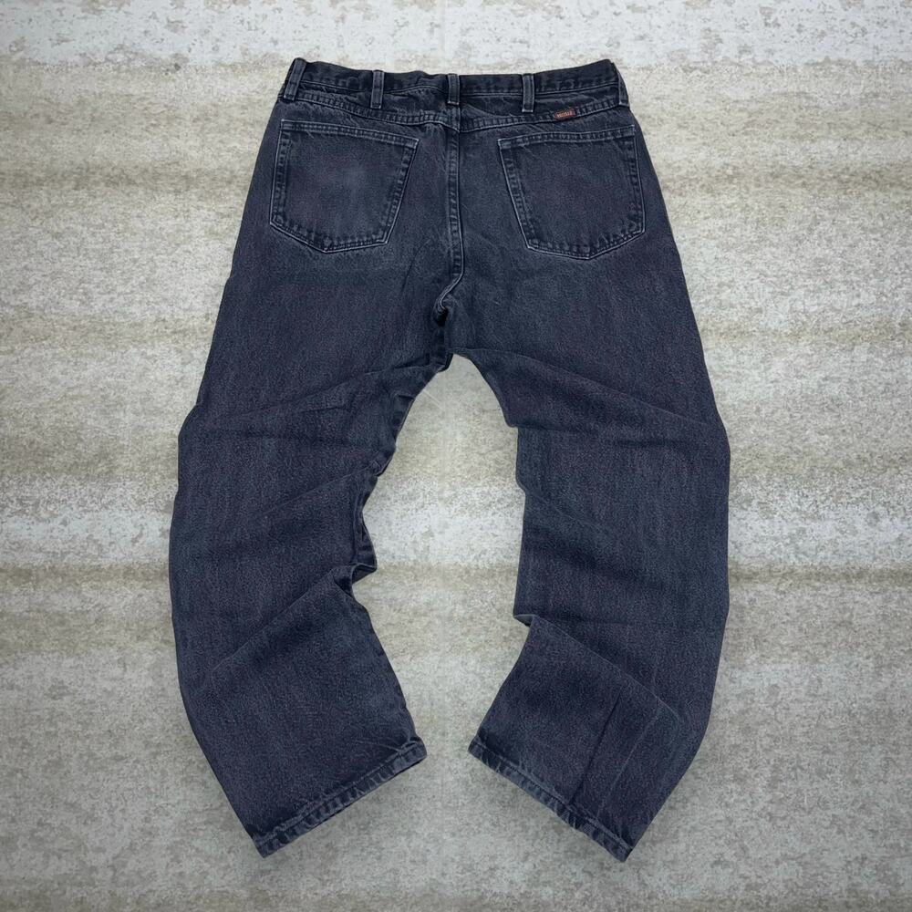 Vintage Y2K Rustler Work Jeans 36x30 Straight Fit Jet Black Denim Essential